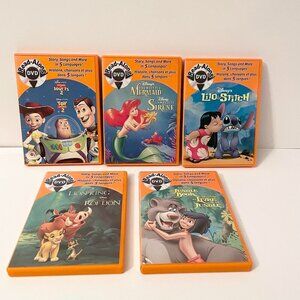 5 Read Along DVDs Lion King Little Mermaid Toy Story Lilo Jungle Book